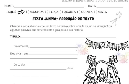 atividade produção textual orientada festa junina
